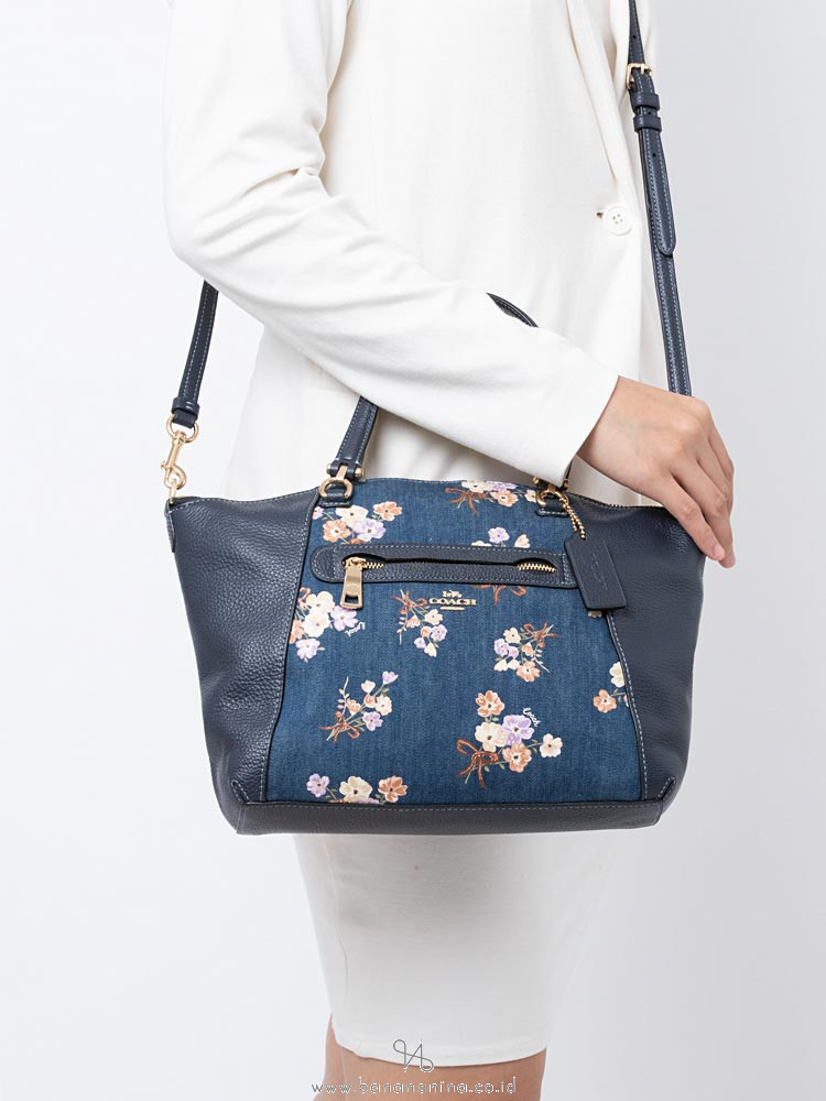 COACH 91045 Painted Floral Prairie Satchel Denim Multi