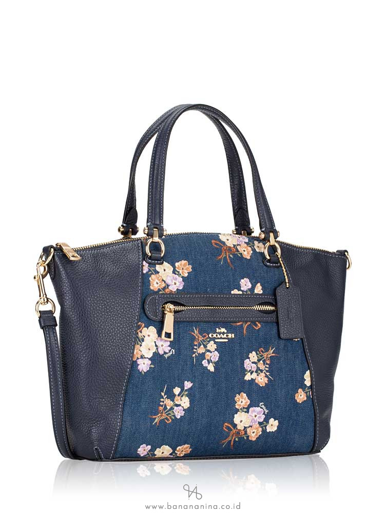 COACH 91045 Painted Floral Prairie Satchel Denim Multi