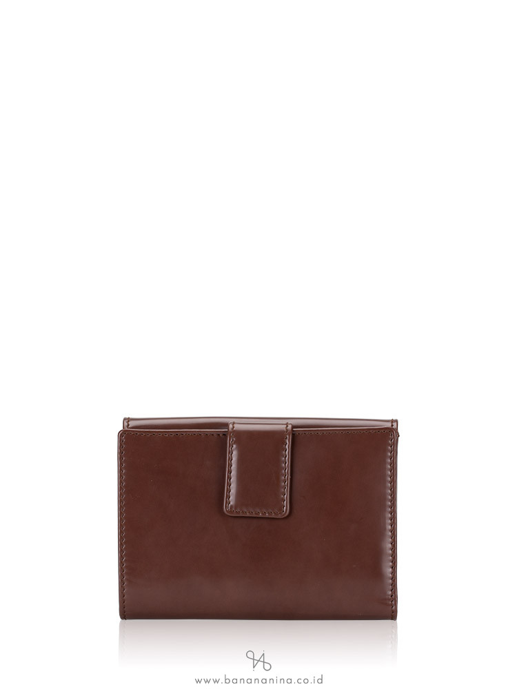 TOD'S Patent Leather Bi-Fold Wallet Brown