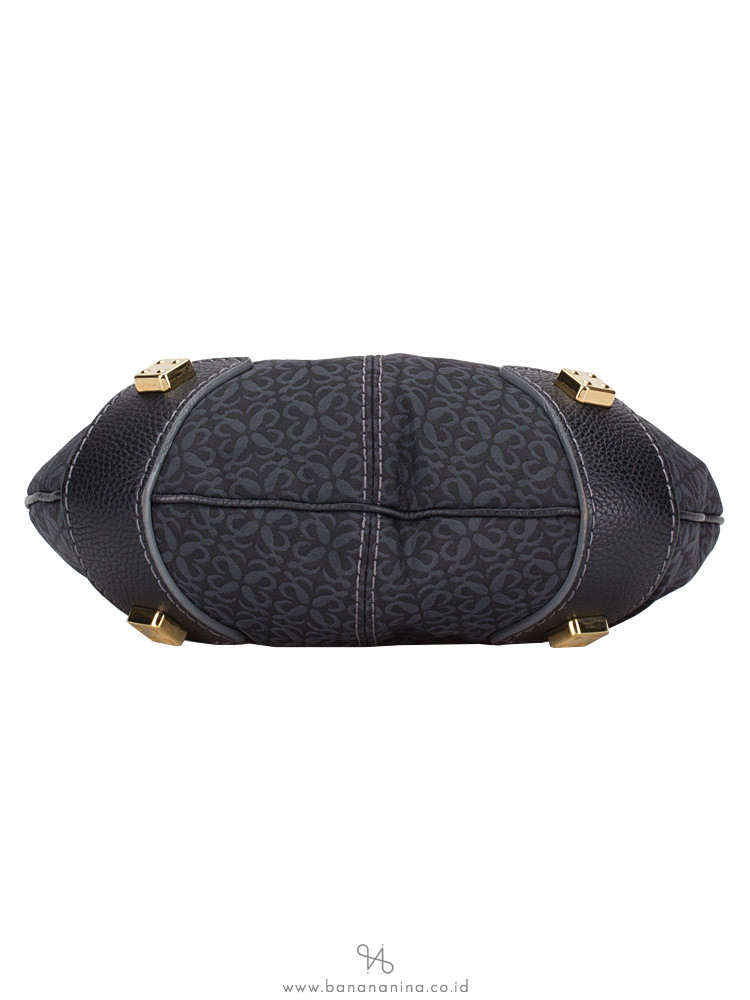 LOEWE Monogram Fabric and Leather Hobo Navy