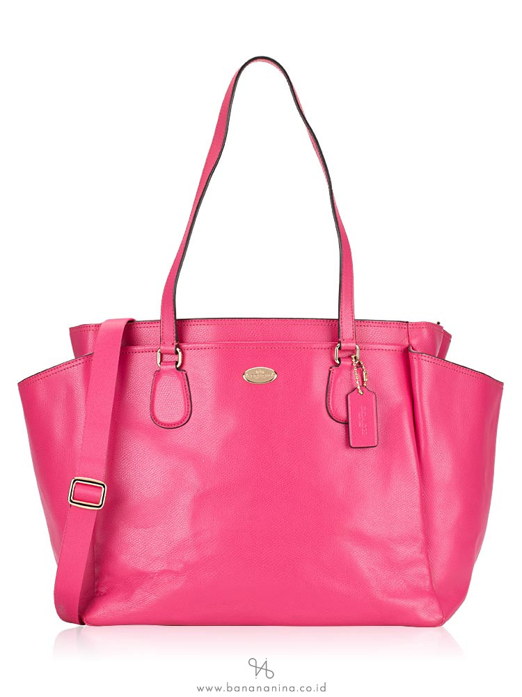 COACH 35702 Crossgrain Leather Diaper Bag Dahlia Pink