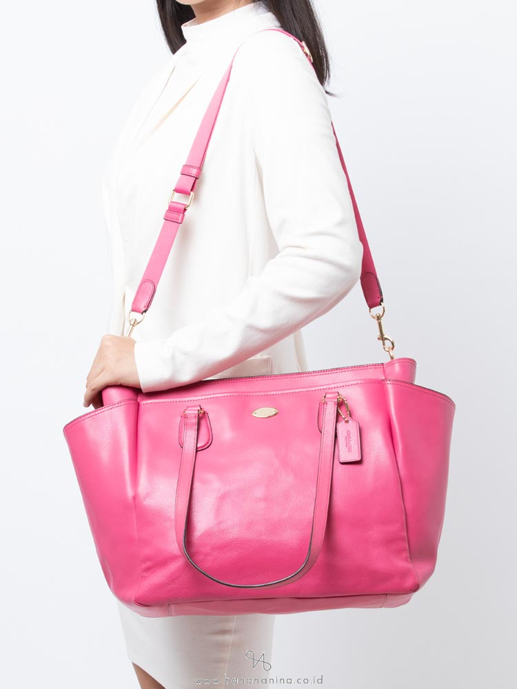COACH 35702 Crossgrain Leather Diaper Bag Dahlia Pink