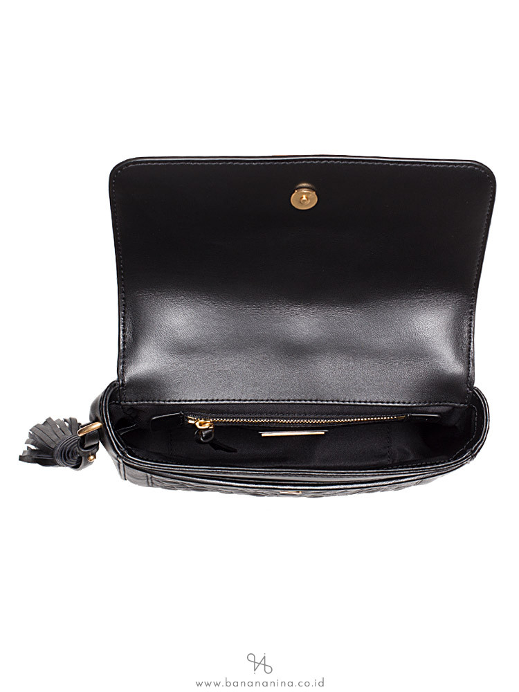 TORY BURCH Fleming Quilted Leather Satchel Black