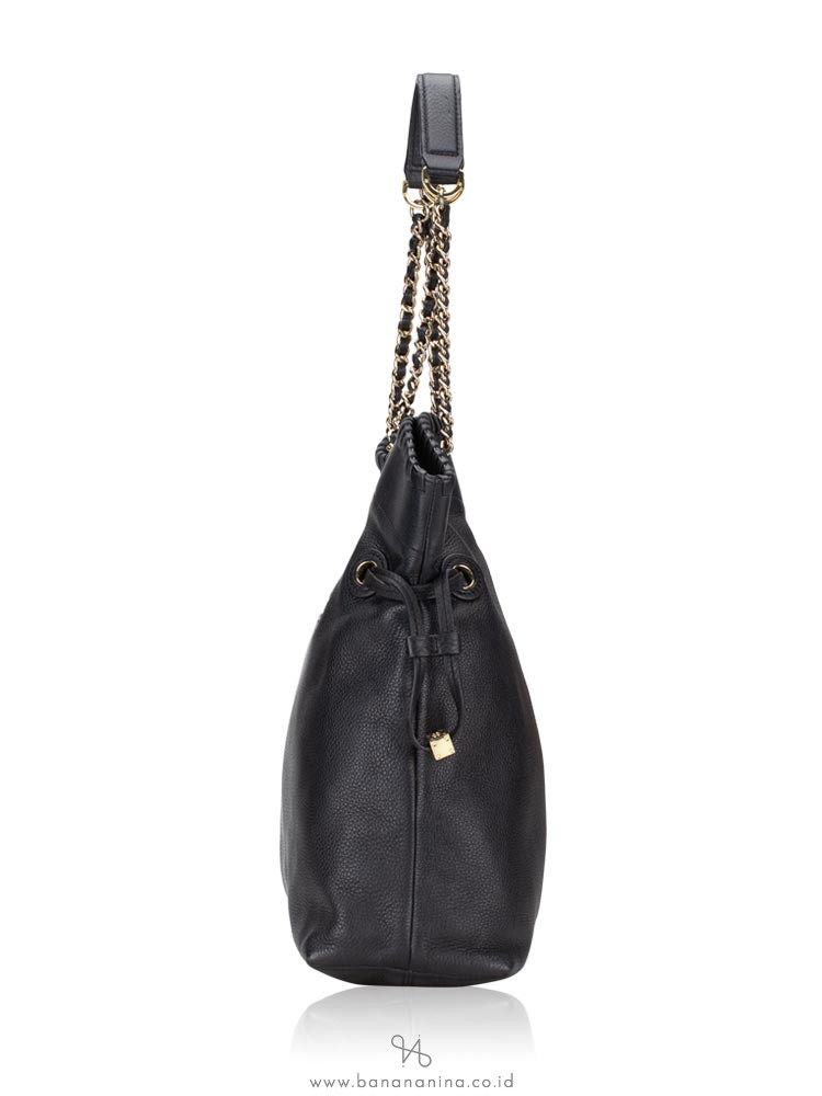 TORY BURCH Marion Chain Shoulder Slouchy Tote Black