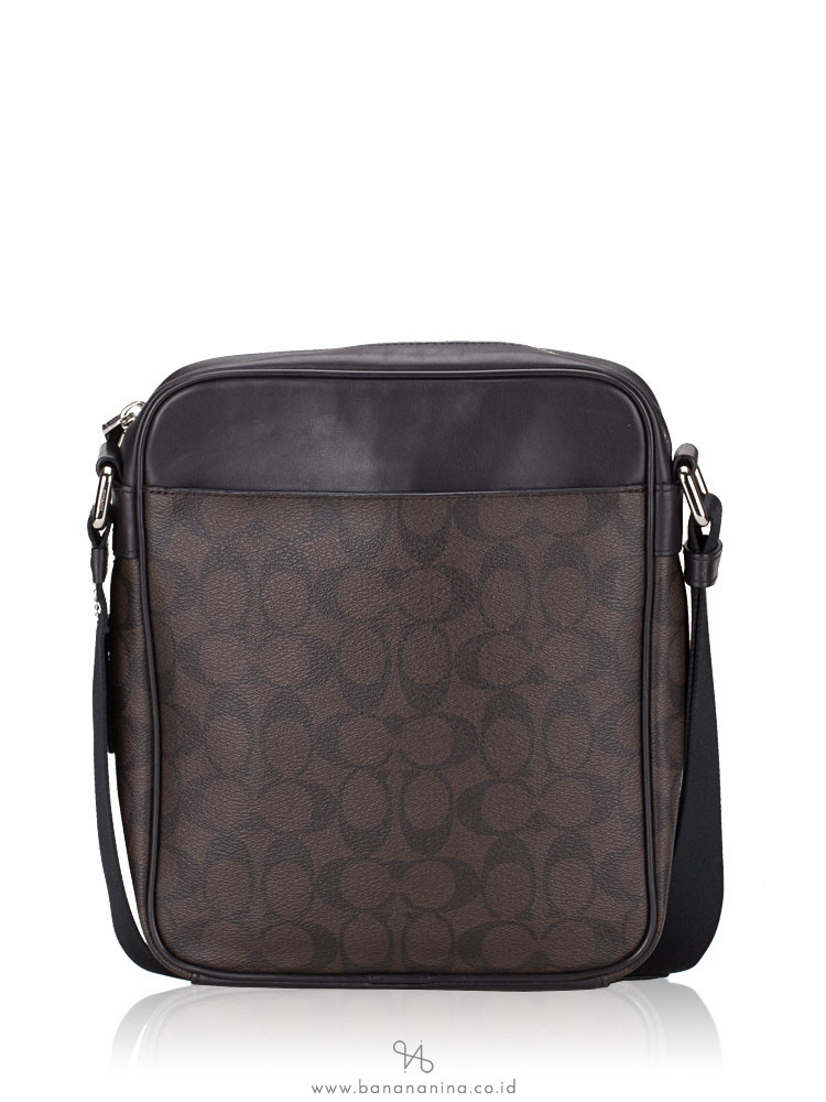 COACH Men 54788 Charles Signature Flight Messenger Mahogany Black