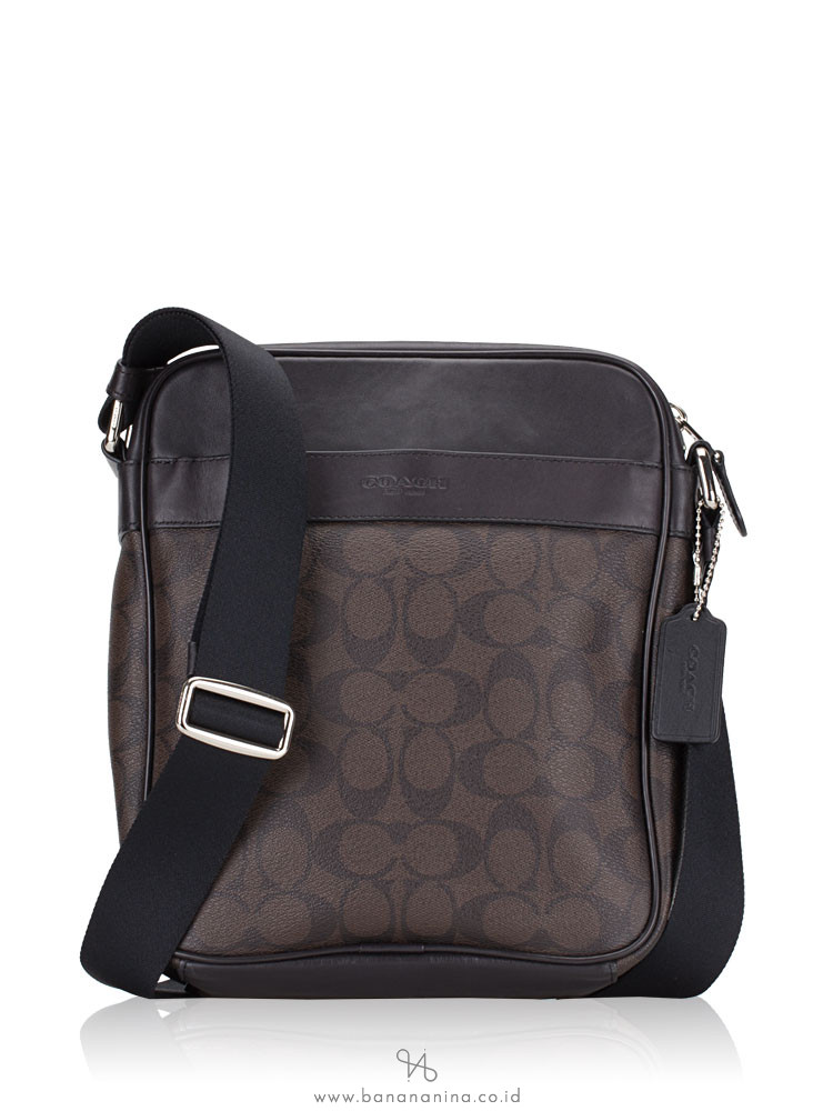 COACH Men 54788 Charles Signature Flight Messenger Mahogany Black