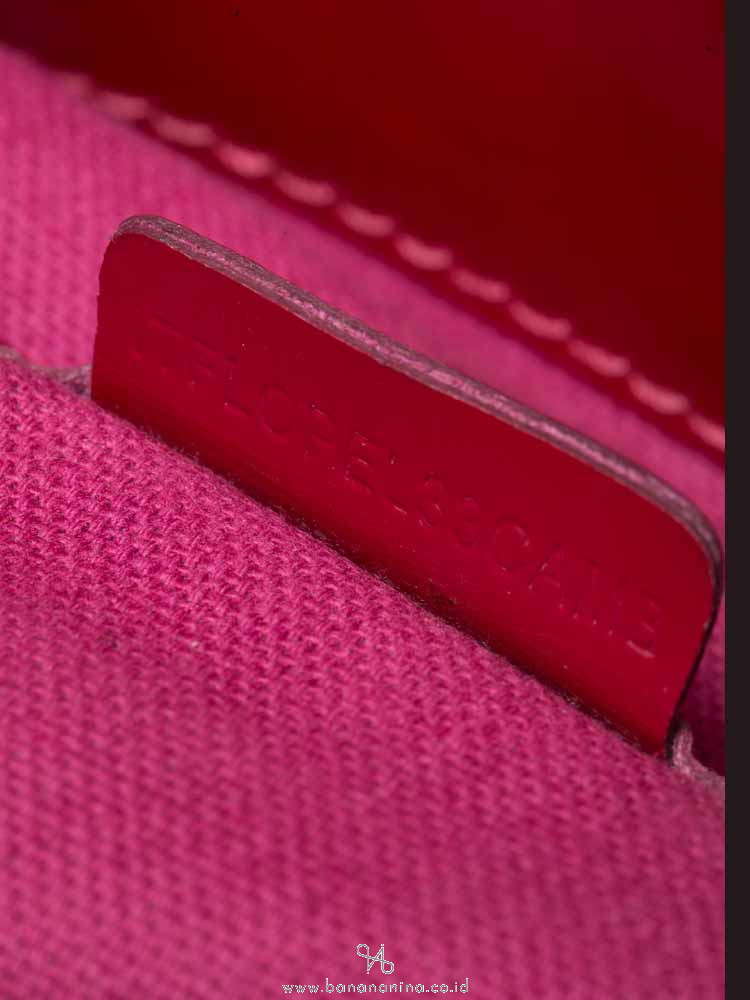 BURBERRY Patent Check Embossed Medium Bilmore Tote Red