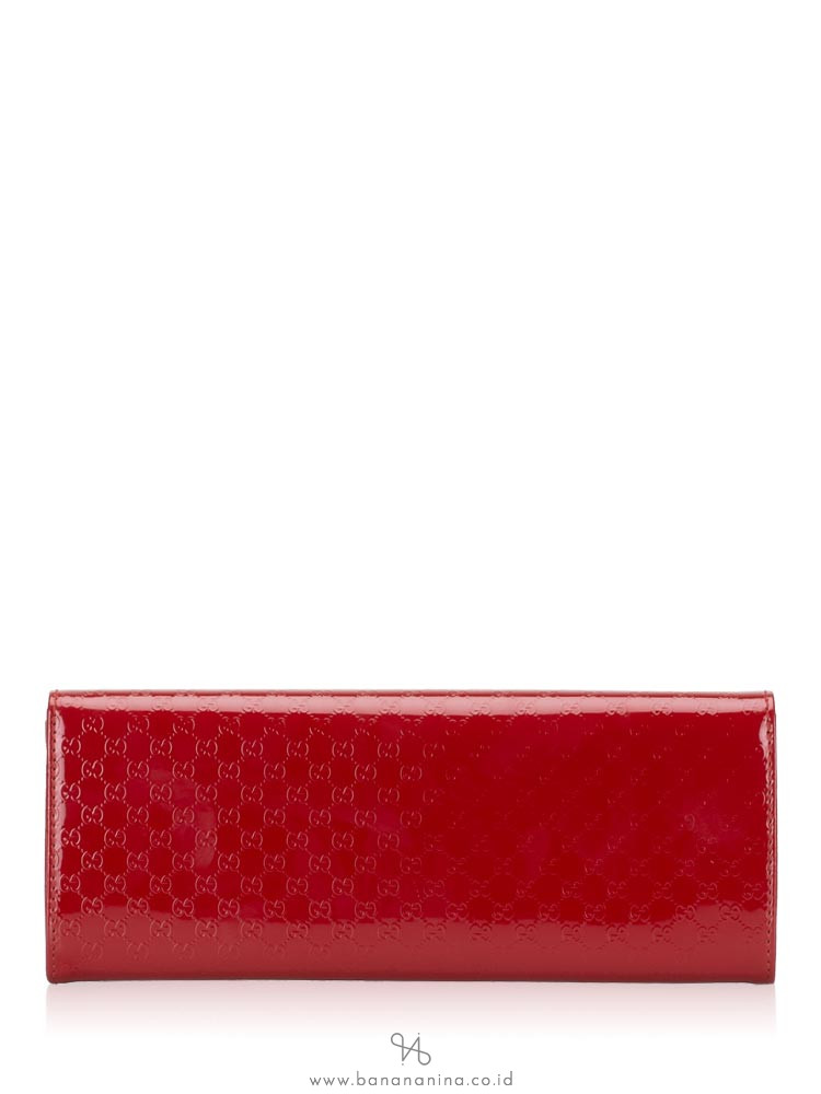 GUCCI Patent Microguccissima Small Broadway Clutch Red