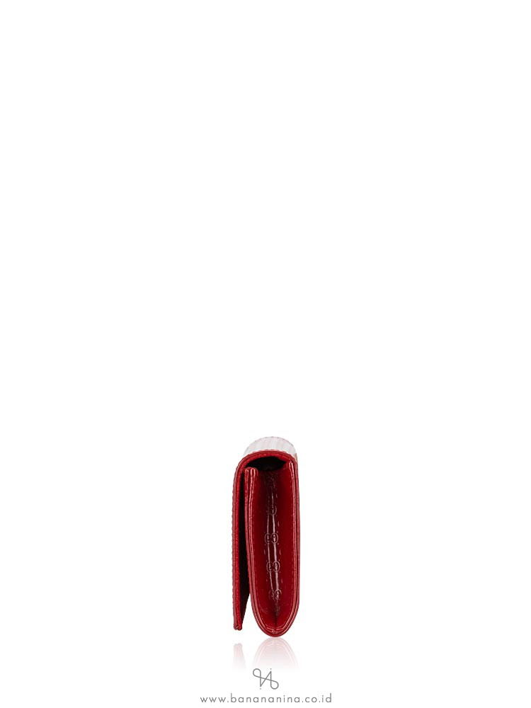 GUCCI Patent Microguccissima Small Broadway Clutch Red