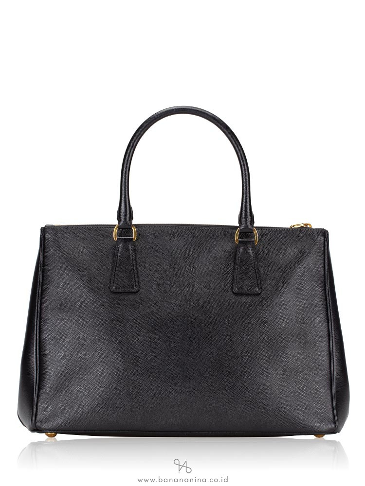 PRADA BN2274 Saffiano Lux Double Zip Tote Nero
