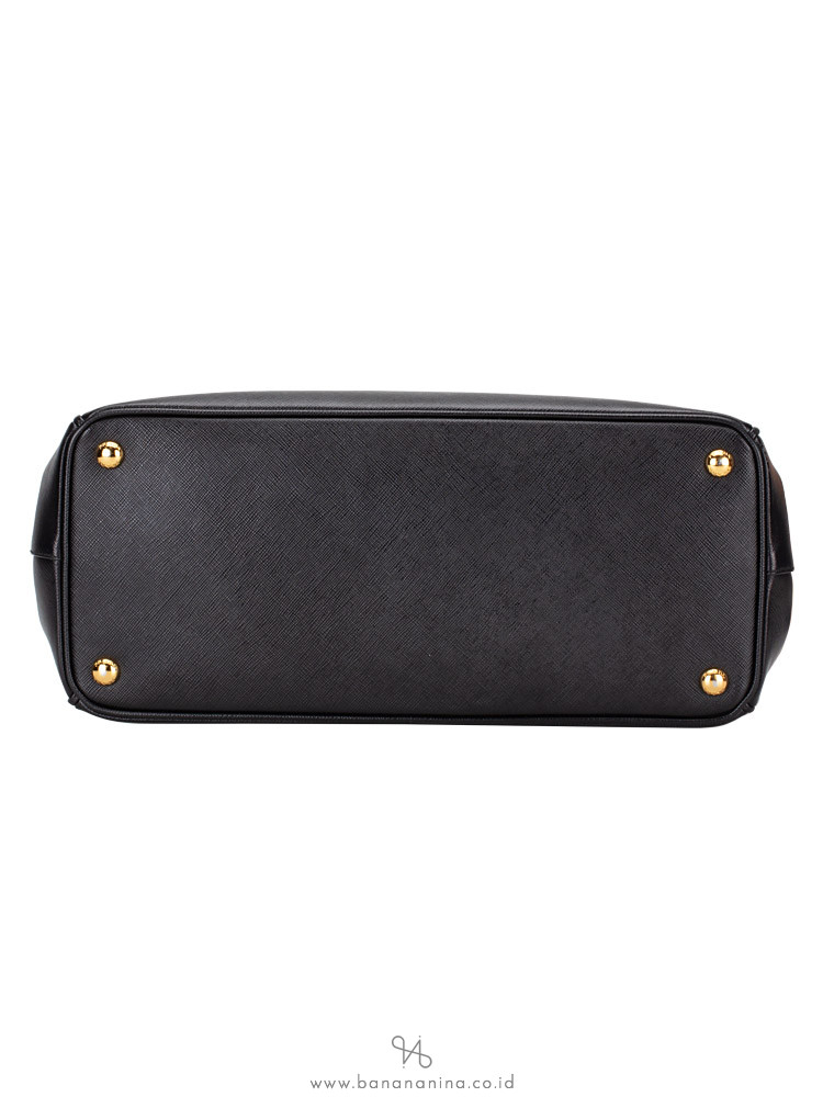 PRADA BN2274 Saffiano Lux Double Zip Tote Nero