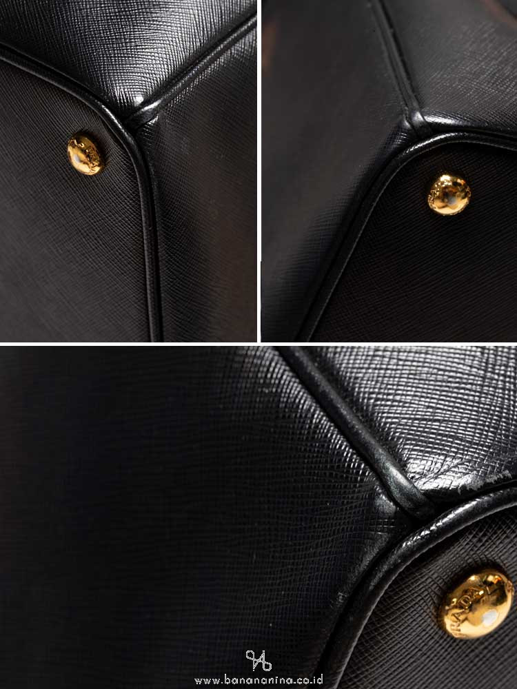 PRADA BN2274 Saffiano Lux Double Zip Tote Nero
