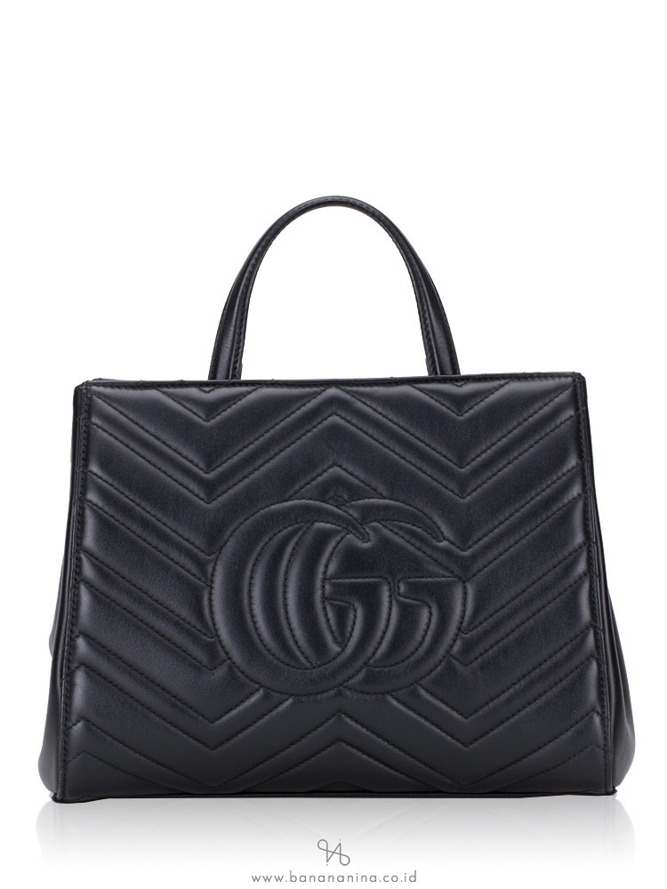 GUCCI GG Marmont Matelasse Small Top Handle Bag Black