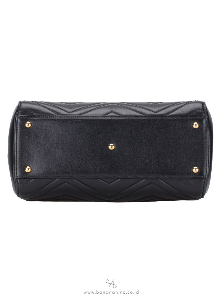 GUCCI GG Marmont Matelasse Small Top Handle Bag Black