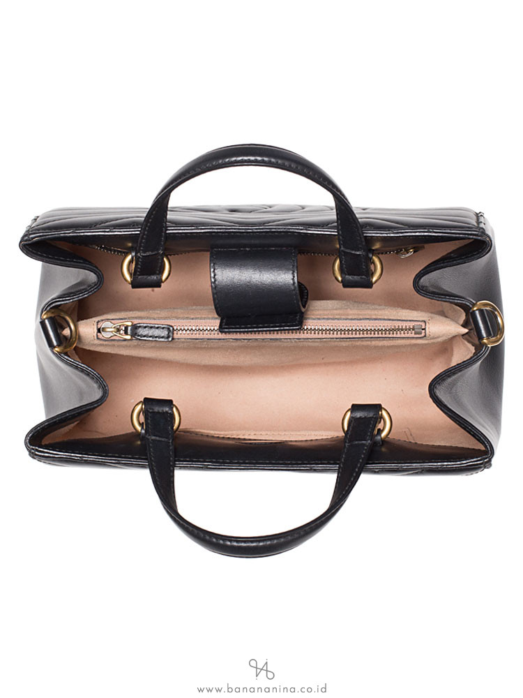 GUCCI GG Marmont Matelasse Small Top Handle Bag Black