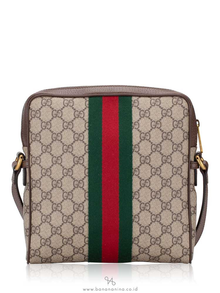 GUCCI GG Supreme Web Ophidia Small Messenger Beige Brown
