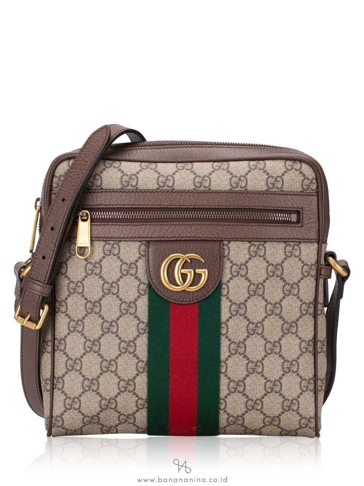 GUCCI GG Supreme Web Ophidia Small Messenger Beige Brown