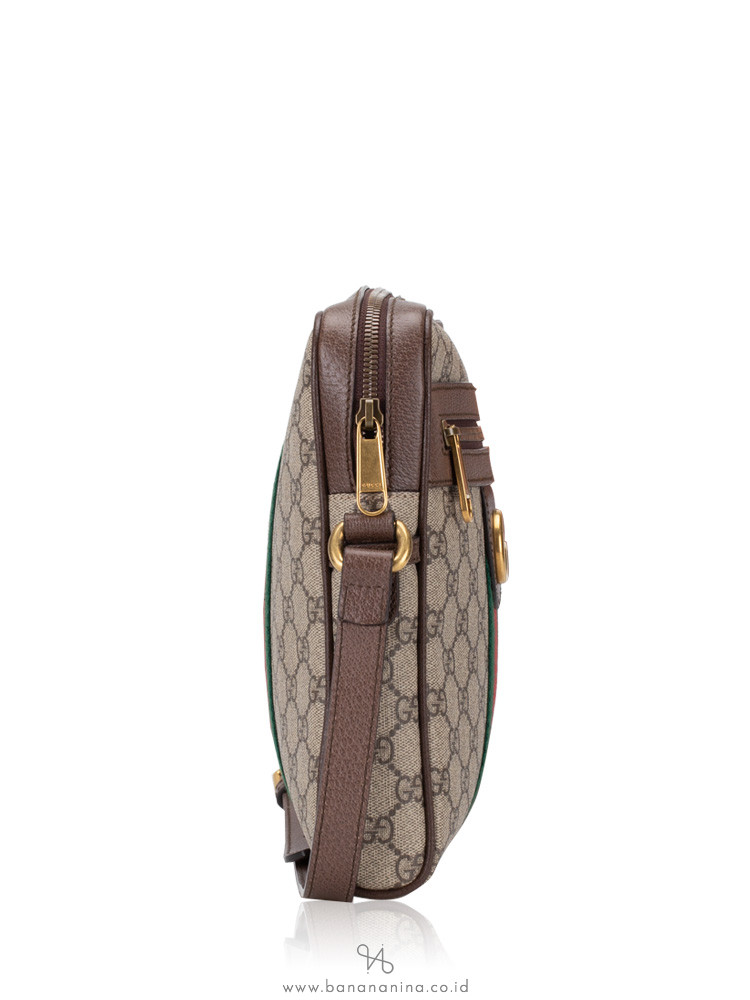 GUCCI GG Supreme Web Ophidia Small Messenger Beige Brown