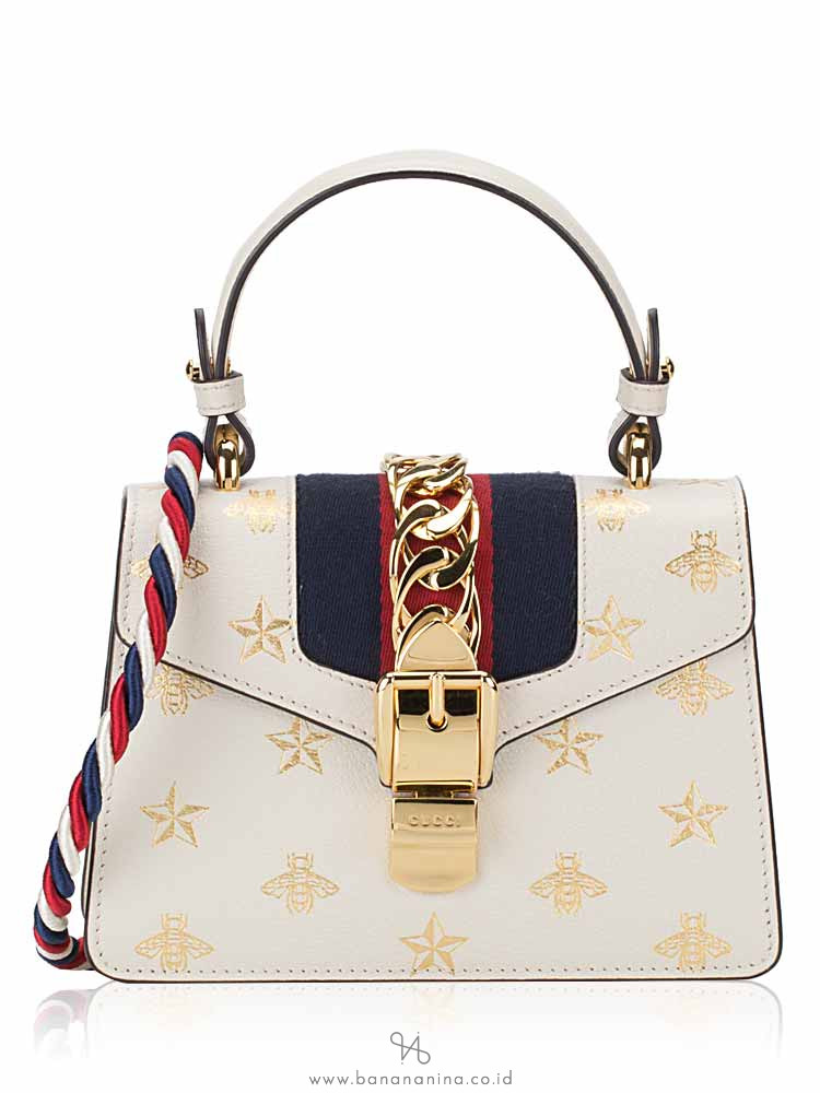GUCCI Sylvie Bee Star Mini Bag White