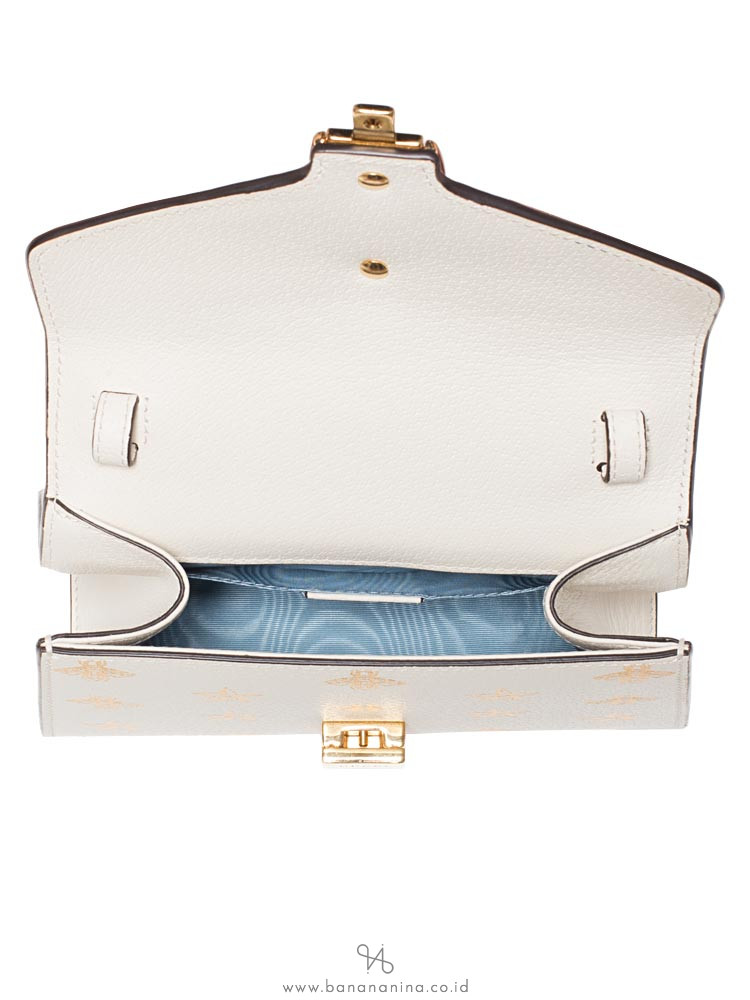 GUCCI Sylvie Bee Star Mini Bag White