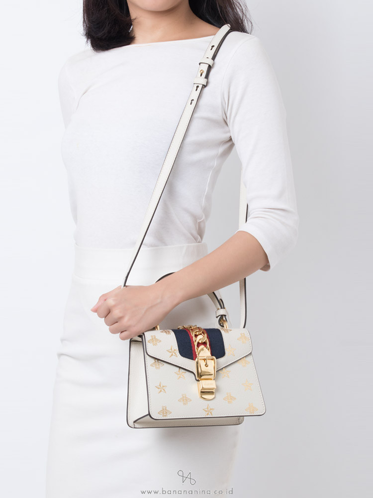 Gucci Sylvie Bee Star Mini Bag White