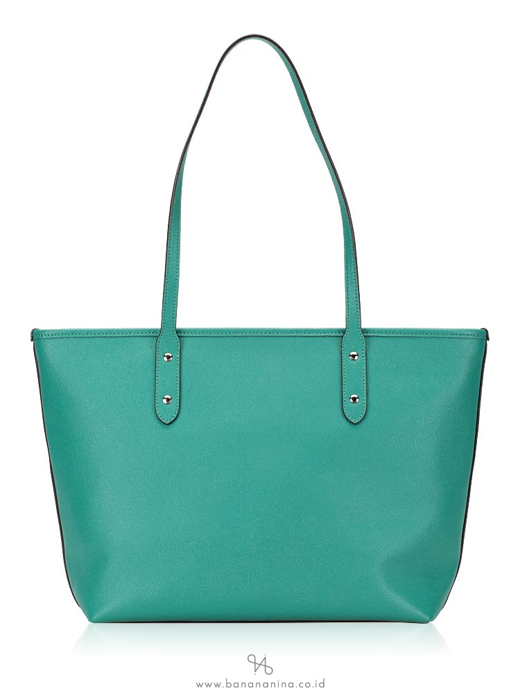 COACH 58846 Crossgrain Leather City Zip Tote Green