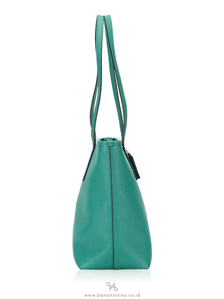 COACH 58846 Crossgrain Leather City Zip Tote Green