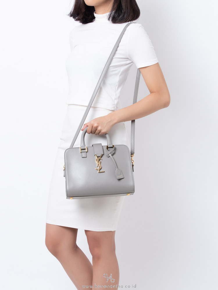 YSL Monogram Baby Cabas Fog Grey