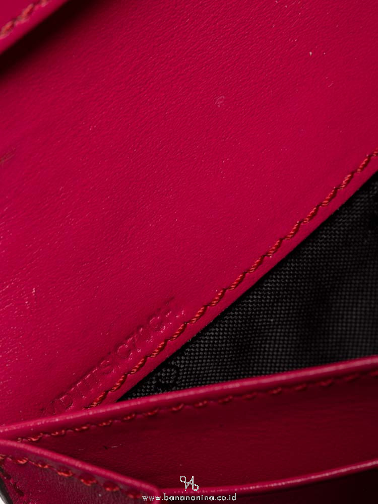 BURBERRY Embossed Check Grain Porter Continental Wallet Fuschia
