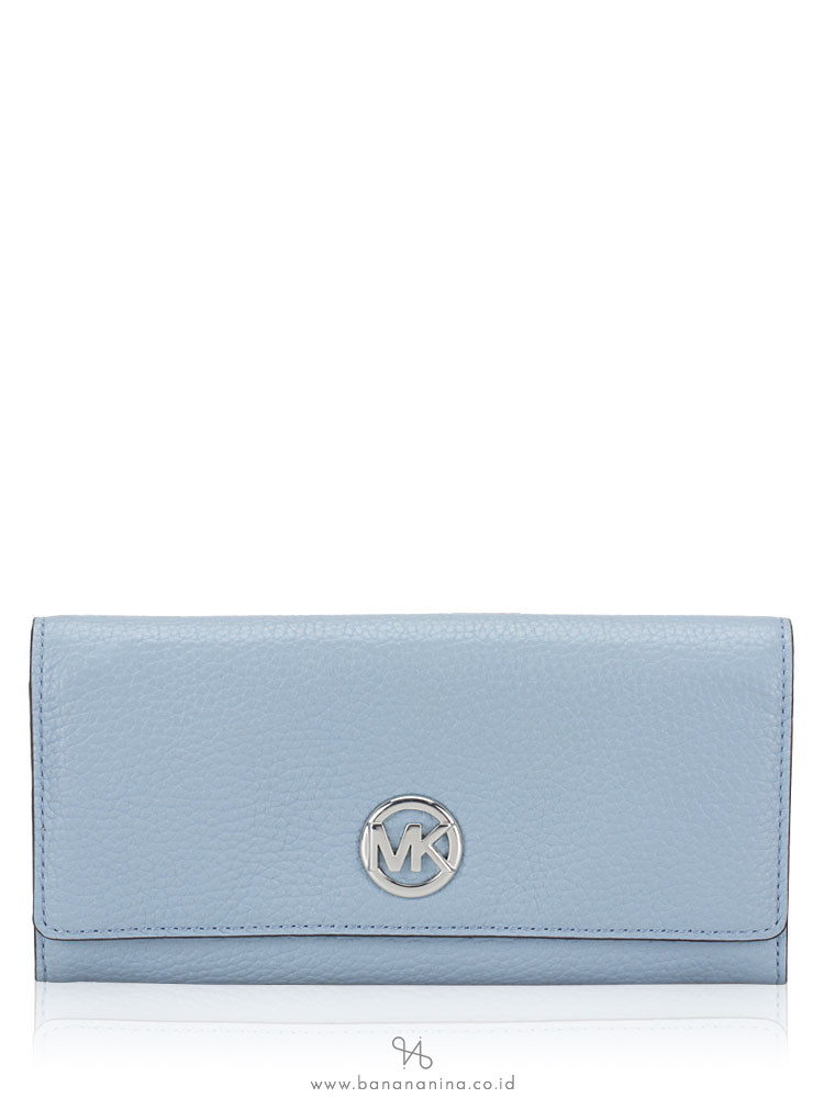 MICHAEL KORS Fulton Leather Flap Continental Wallet Pale Blue