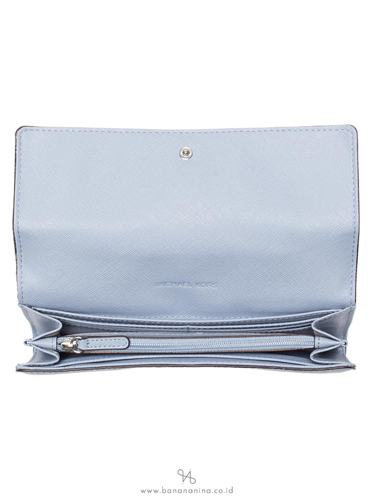 MICHAEL KORS Fulton Leather Flap Continental Wallet Pale Blue