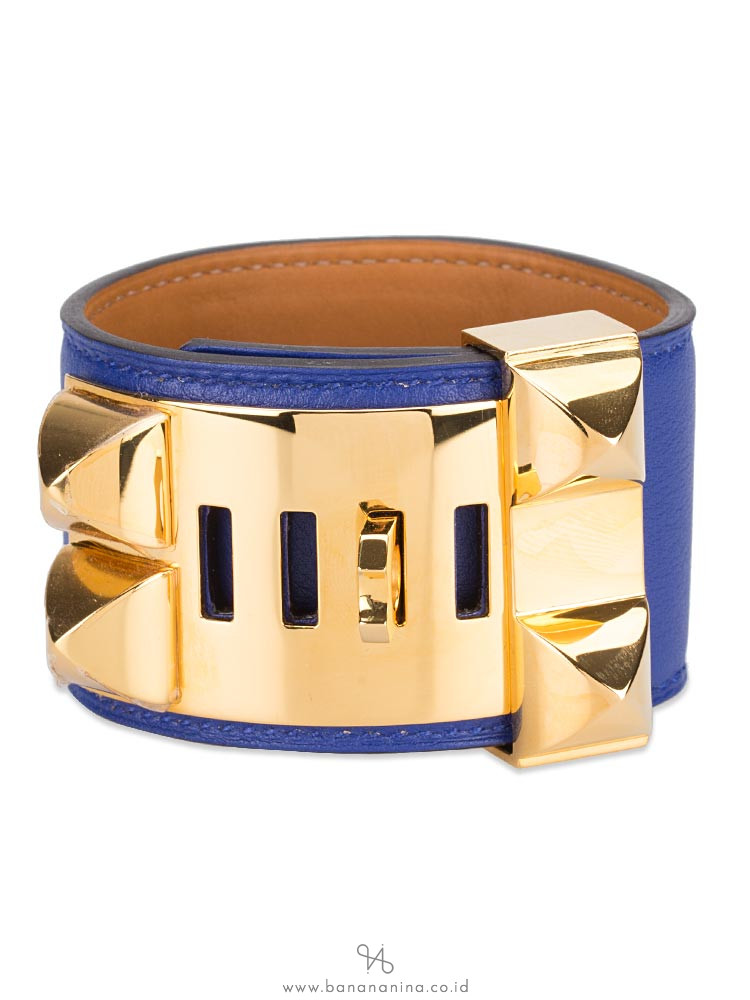 HERMES Swift Collier de Chien CDC Bracelet Blue Sz S