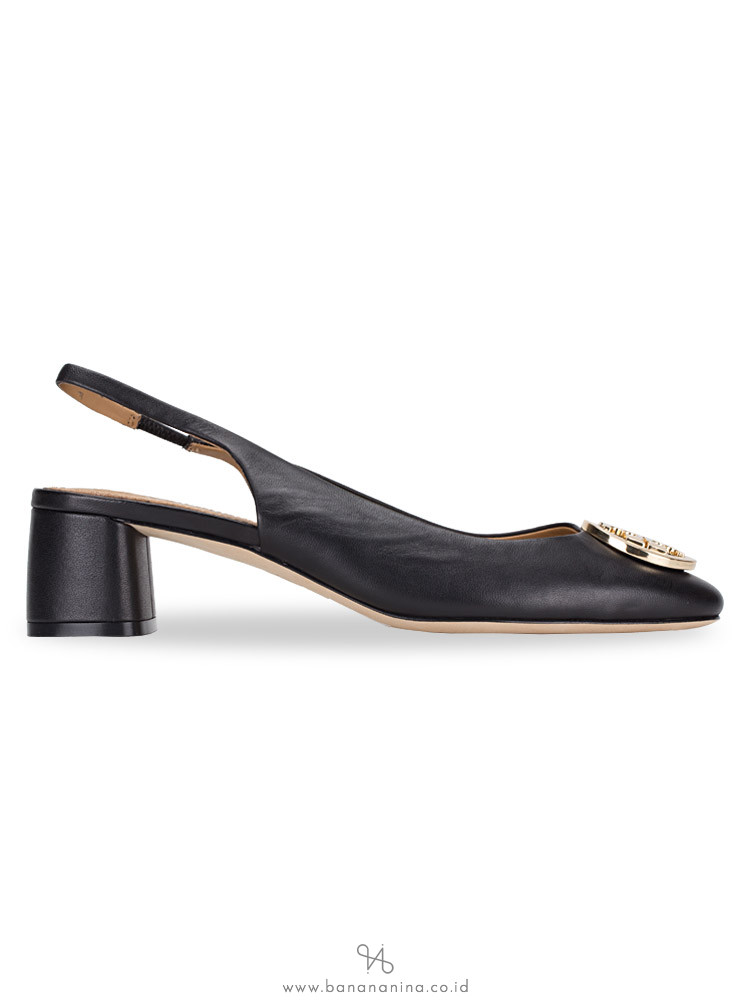 TORY BURCH Benton Leather Slingback Pump Black Sz 8