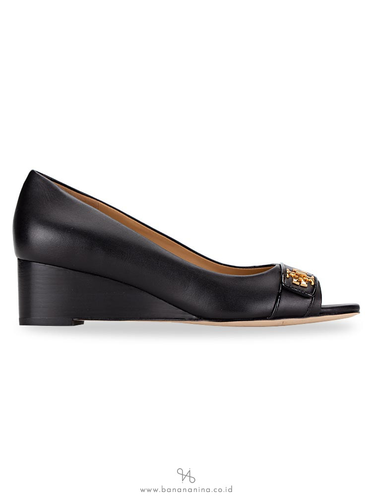 TORY BURCH Kira Open Toe Wedges Black Sz 6.5