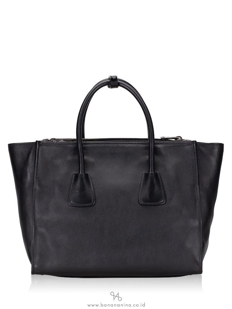 PRADA BN2762 City Calf Twin Pocket Satchel Nero
