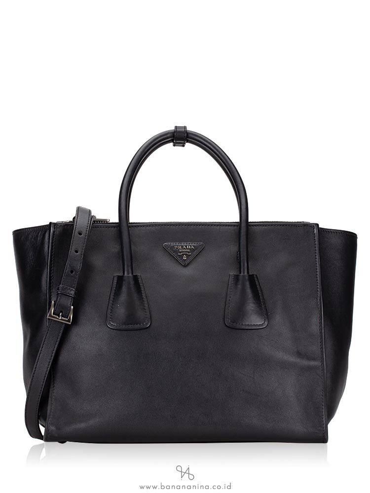 PRADA BN2762 City Calf Twin Pocket Satchel Nero
