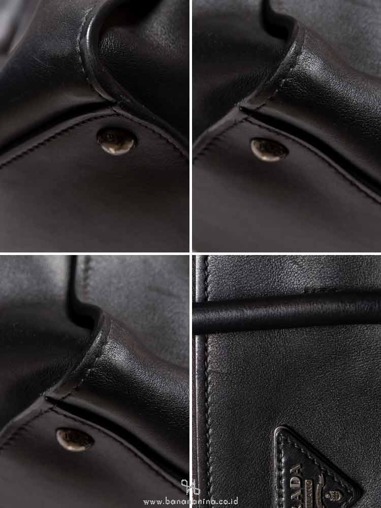 PRADA BN2762 City Calf Twin Pocket Satchel Nero