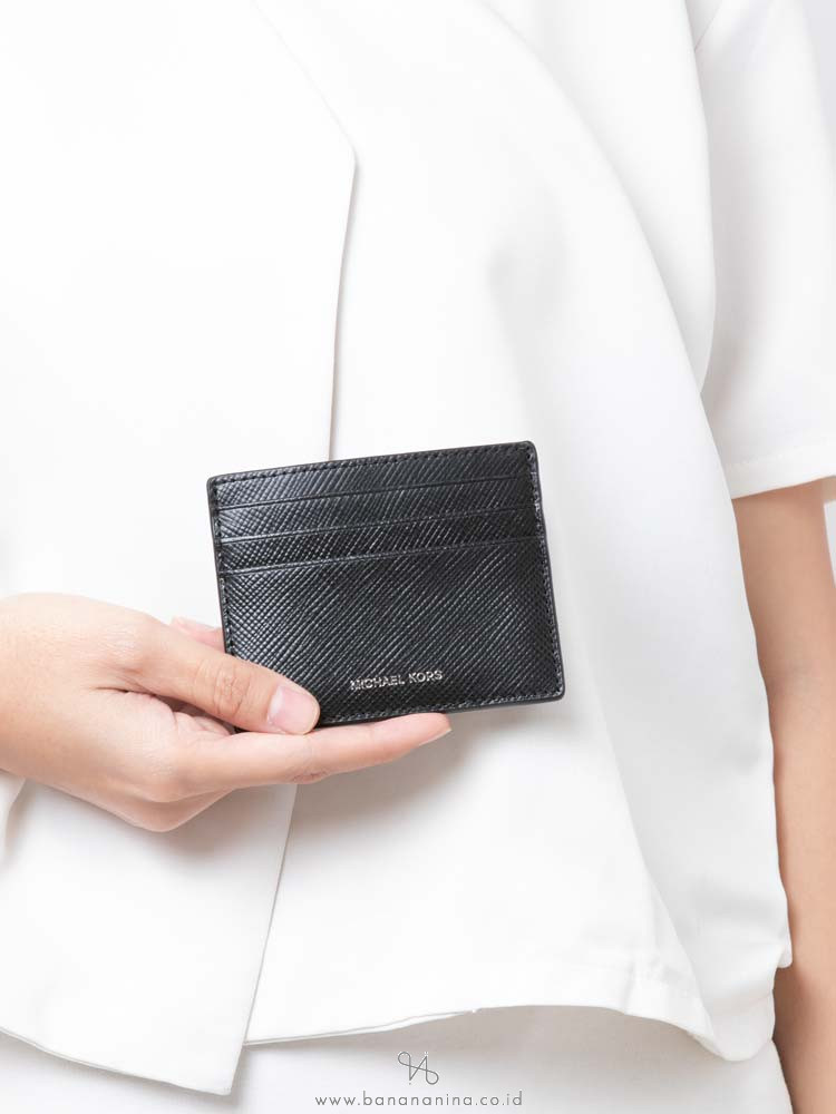 MICHAEL KORS Harrison Saffiano Tall Card Case Black