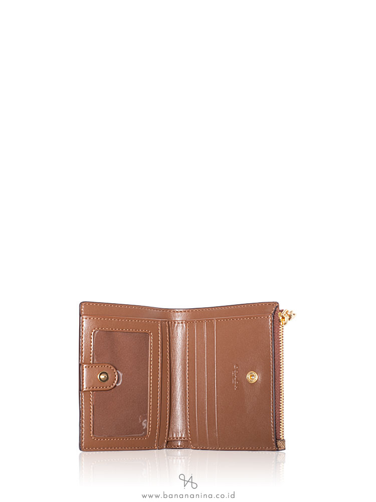 COACH 78002 Signature Snap Card Case Wallet Khaki Saddle