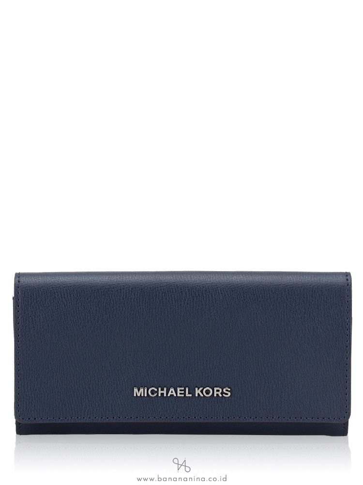 MICHAEL KORS Jet Set Travel Leather Carryall Wallet Navy