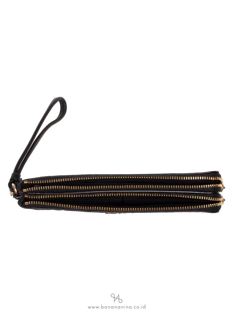 COACH 87934 Signature Leather Double Zip Wallet Black
