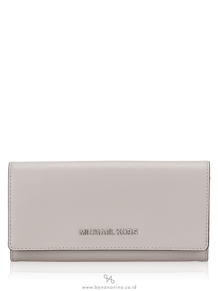 MICHAEL KORS Jet Set Travel Leather Carryall Wallet Pearl Grey