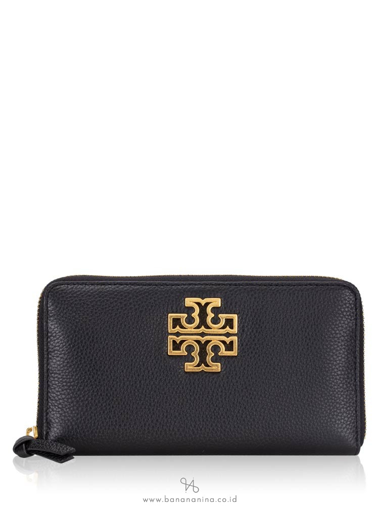 TORY BURCH Britten Zip Leather Wallet Black