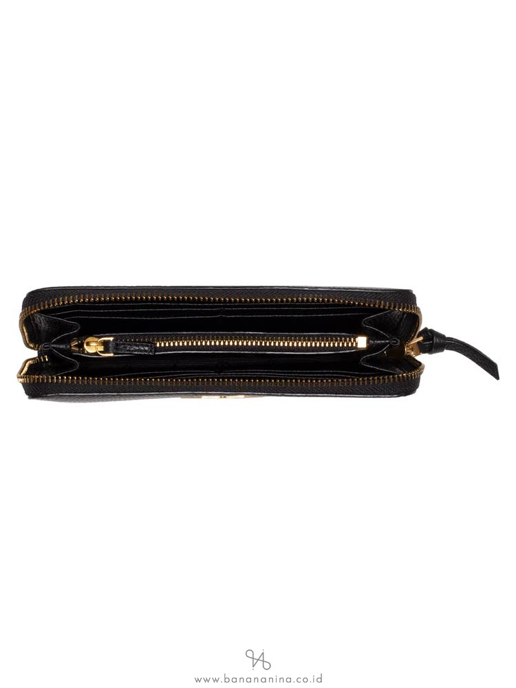 TORY BURCH Britten Zip Leather Wallet Black