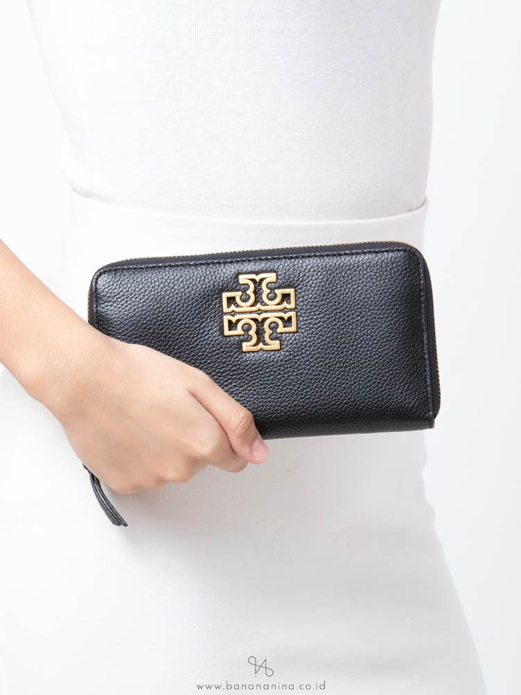 TORY BURCH Britten Zip Leather Wallet Black