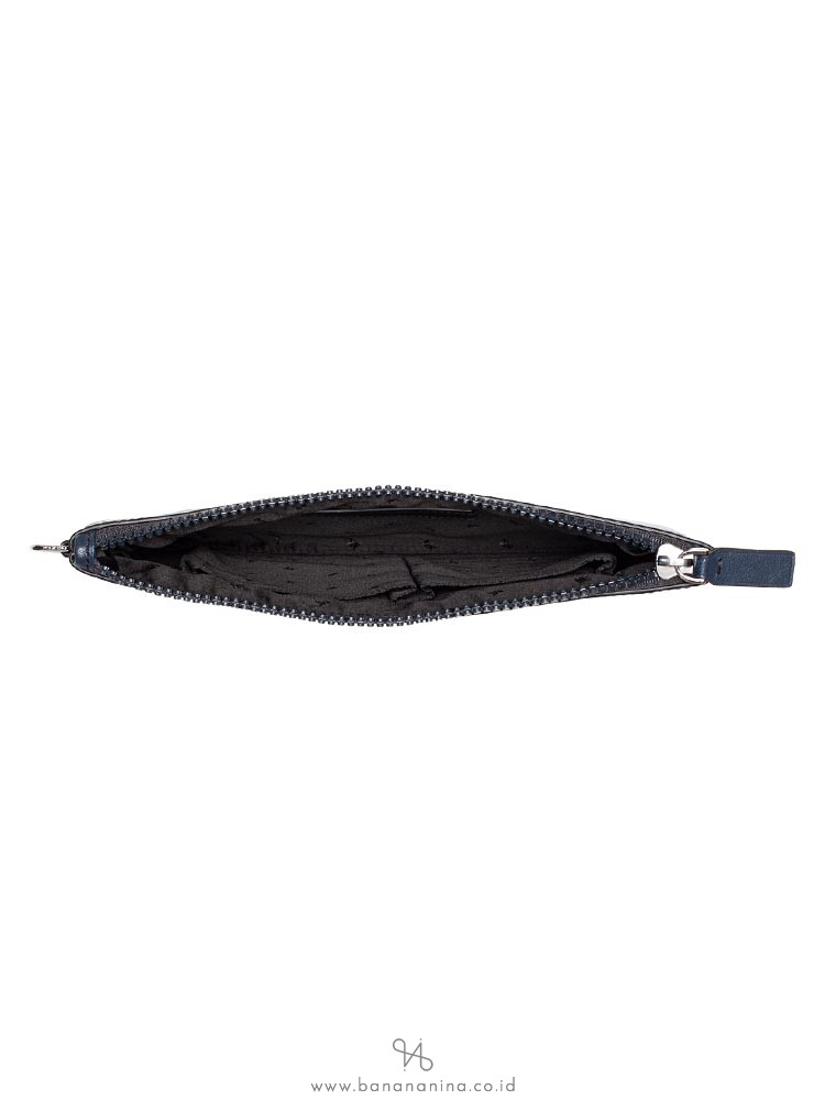 MICHAEL KORS Men Leather Travel Pouch Navy Atlantic Blue