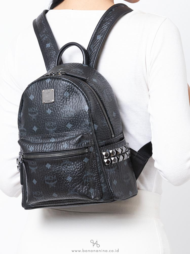 MCM Visetos Stark Mini Backpack Black