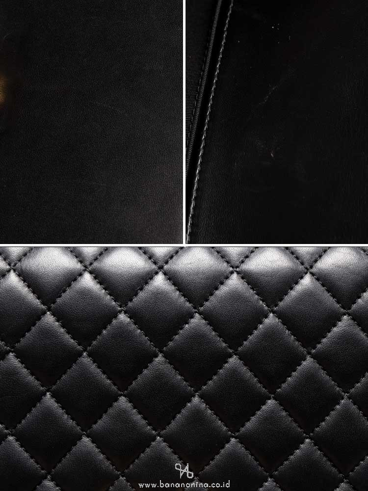 CHANEL Lambskin Old Medium Boy Flap Bag Black