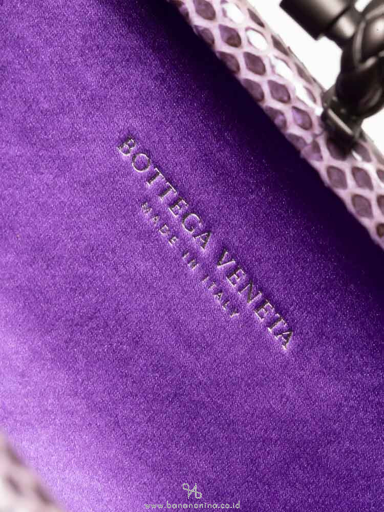 BOTTEGA VENETA Knot Satin Water Snake Clutch Purple