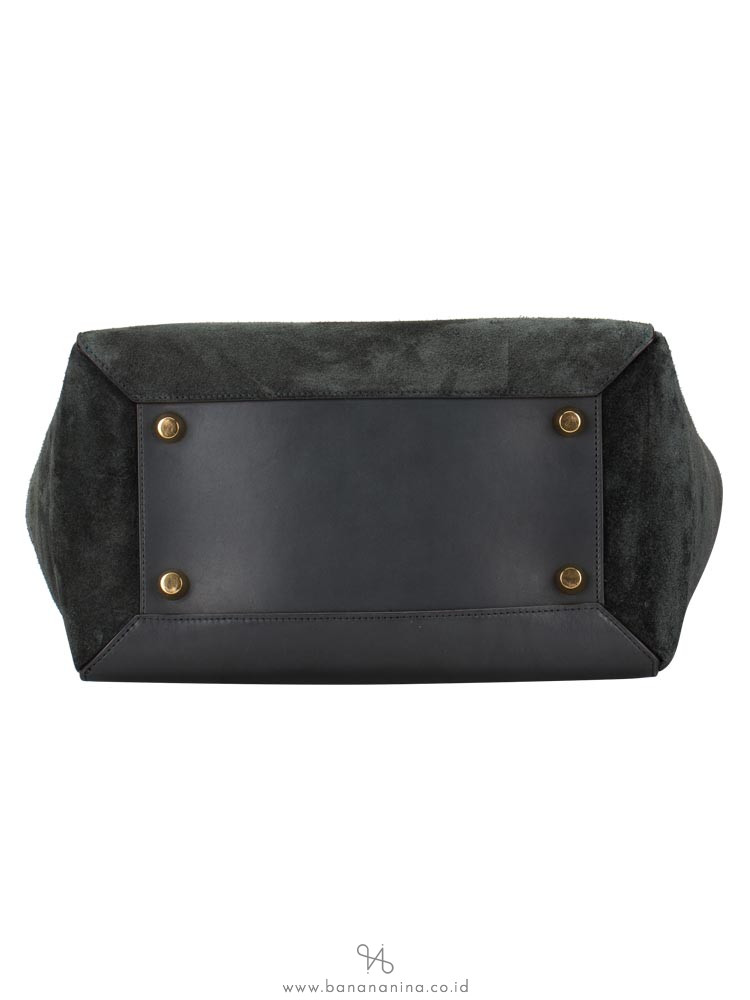 CELINE Suede Mini Belt Bag Dark Green
